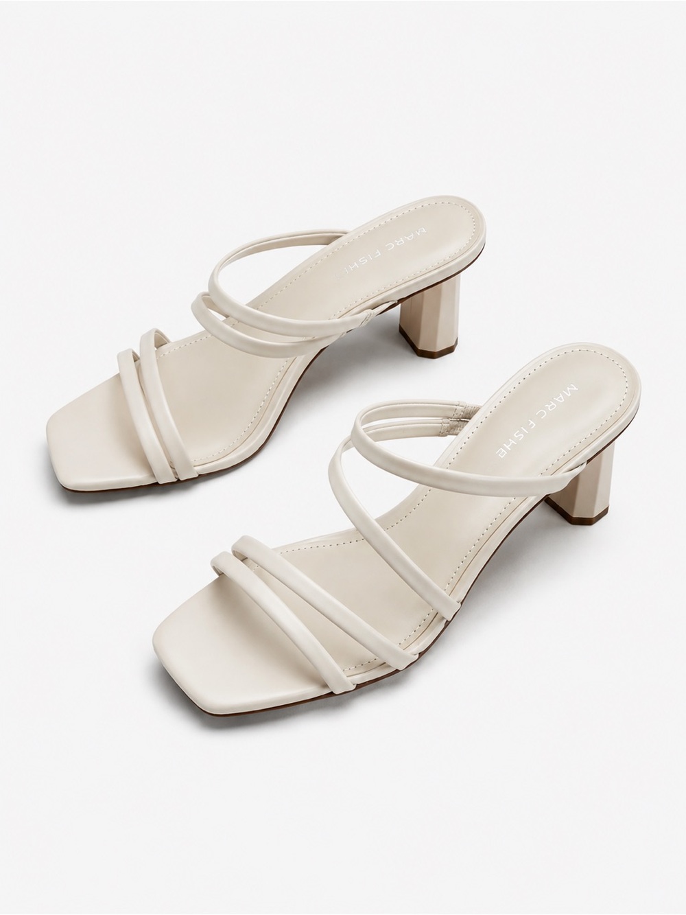234. Marc Fisher Cream Strappy Block Heel Sandals